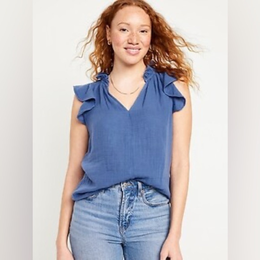 Old Navy Indigo Blue Fabric top woman